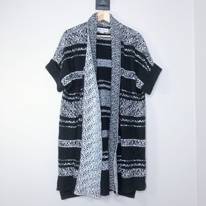Ava & Viv Black & White Striped SS Cardigan